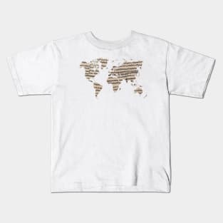 world map music #worldmap #music Kids T-Shirt